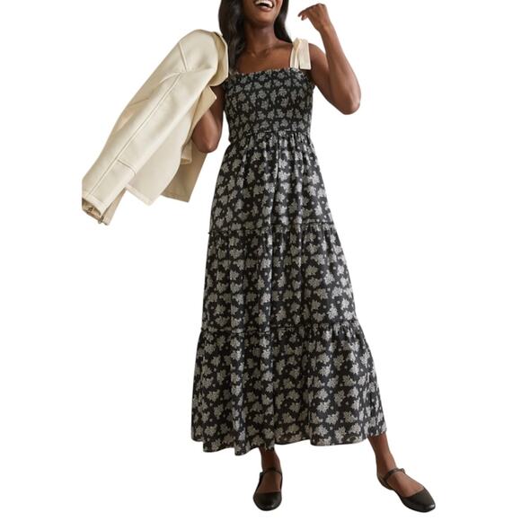 Francesca’s Miami Thalia Smocked Tie Strap Tiered Midi Dress Women’s Size Medium - Picture 10 of 10